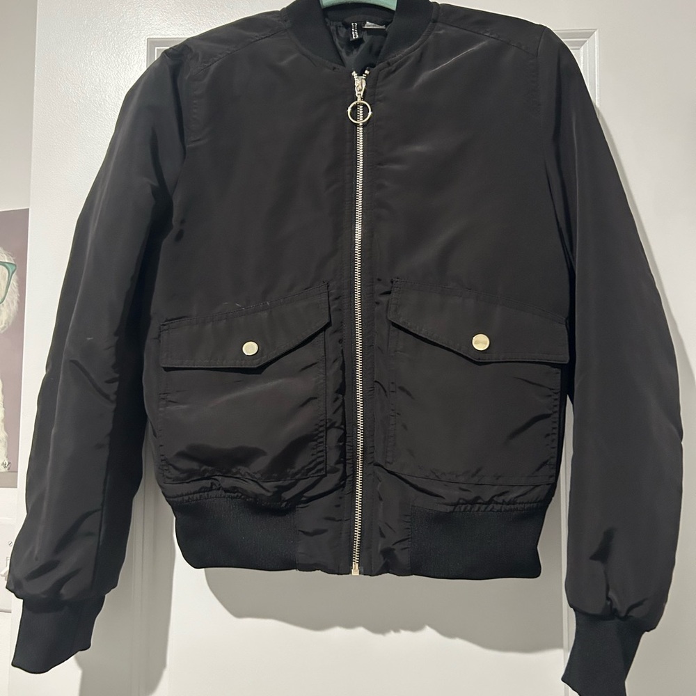 Divided by H&M Black Bomber Jacket with Gold Details